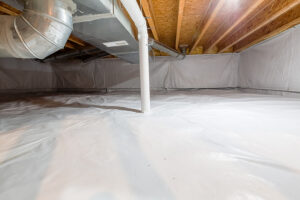 Fully encapsulated crawl space ready to serve as storage area